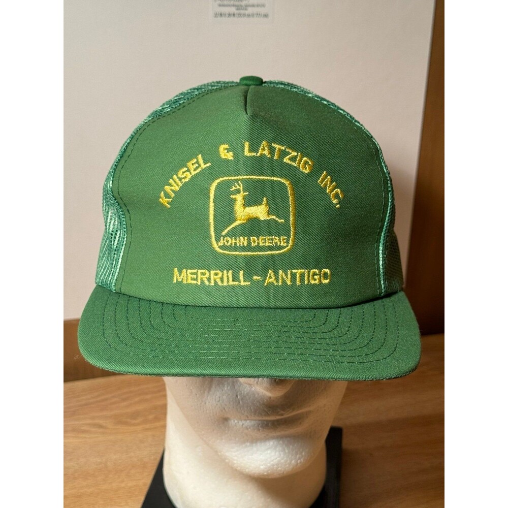 Vintage John Deere Knisel & Latzig‎ Inc. Merrill Antigo Trucker Snapback Hat USA